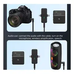 GENERICO - Micrófono De Solapa Inalambrico Doble Compatible iPhone Y Android