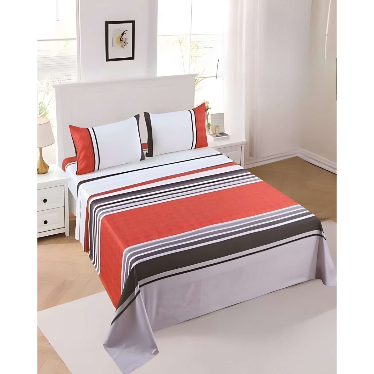 GENERICO - JUEGO DE SABANAS DE VERANO  1 PLAZA NARANJA