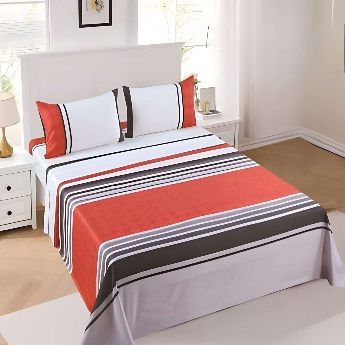 GENERICO - JUEGO DE SABANAS DE VERANO  15 PLAZA NARANJA