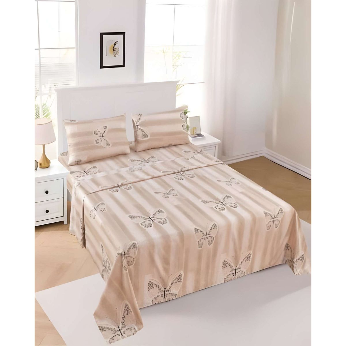 GENERICO - JUEGO DE SABANAS DE VERANO  KING BEIGE