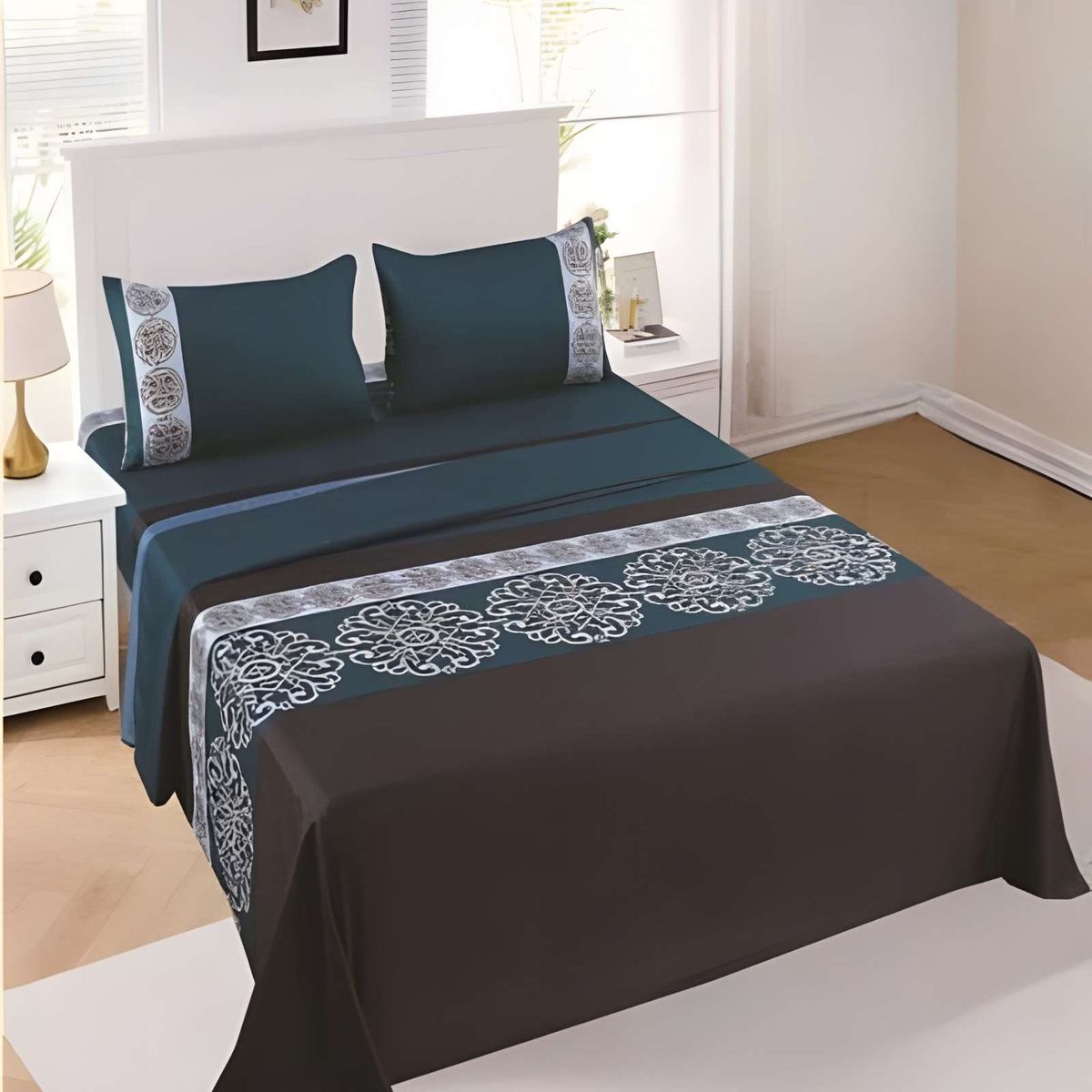 GENERICO - JUEGO DE SABANAS DE VERANO  KING VERDE OSCURO