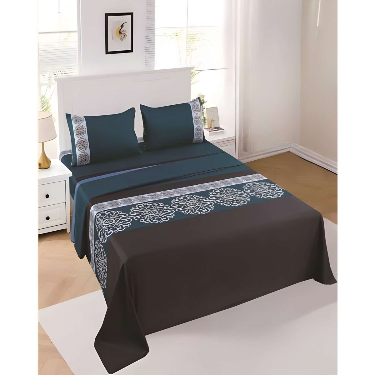 GENERICO - JUEGO DE SABANAS DE VERANO  KING VERDE OSCURO