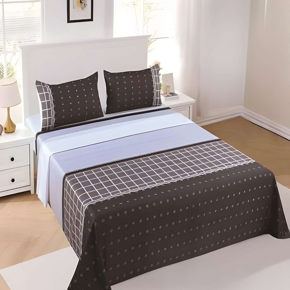 GENERICO - JUEGO DE SABANAS DE VERANO  SUPER KING GRIS