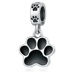 TODOJOYAS - Charm Dije Colgante Plata 925 Patita Mascota Negra