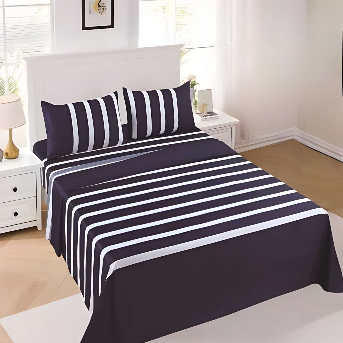 GENERICO - JUEGO DE SABANAS DE VERANO  SUPER KING AZUL OSCURO