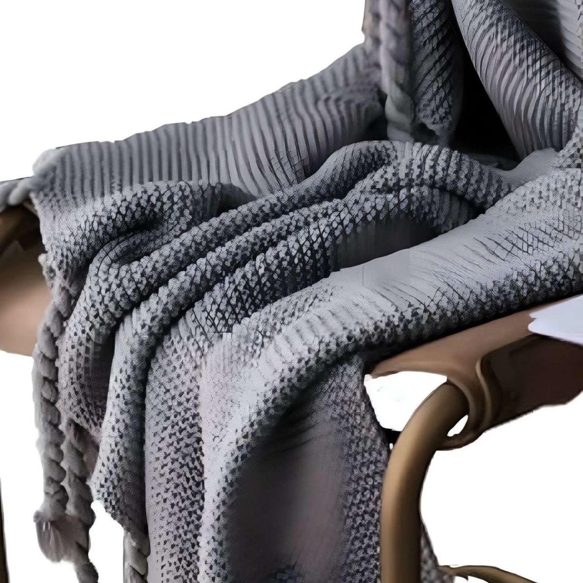 GENERICO - MANTA DECORATIVA CHENILLE CON FLECOS DE SOGA PARA CAMA O SOFA M2