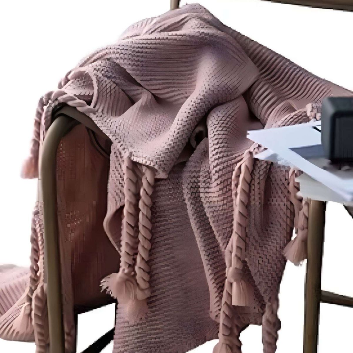 GENERICO - MANTA MODELO CHENILLE CON FLECOS DE SOGA PARA CAMA O SOFA M3