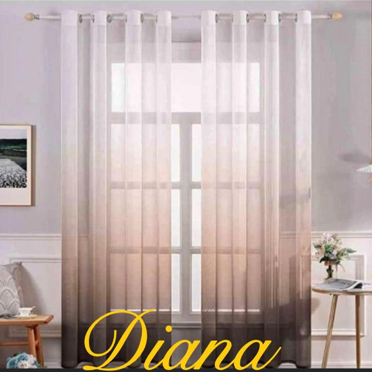DIANA - CORTINA VISILLO DEGRADE 2 PAÑOS 140CM X 240CM COLOR MARRON