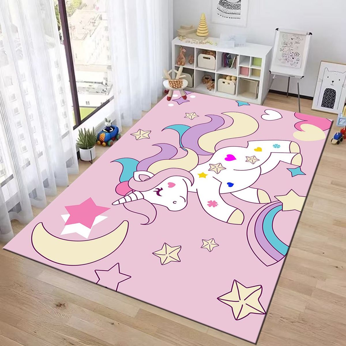 GENERICO - ALFOMBRA DE NIÑA DISEÑO TIERNO UNICORNIO ARCOIRIS 120X160 WM