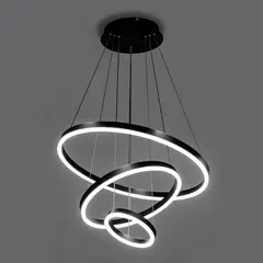 TATEE - Lámpara de araña de tres anillos Luces de techo negro