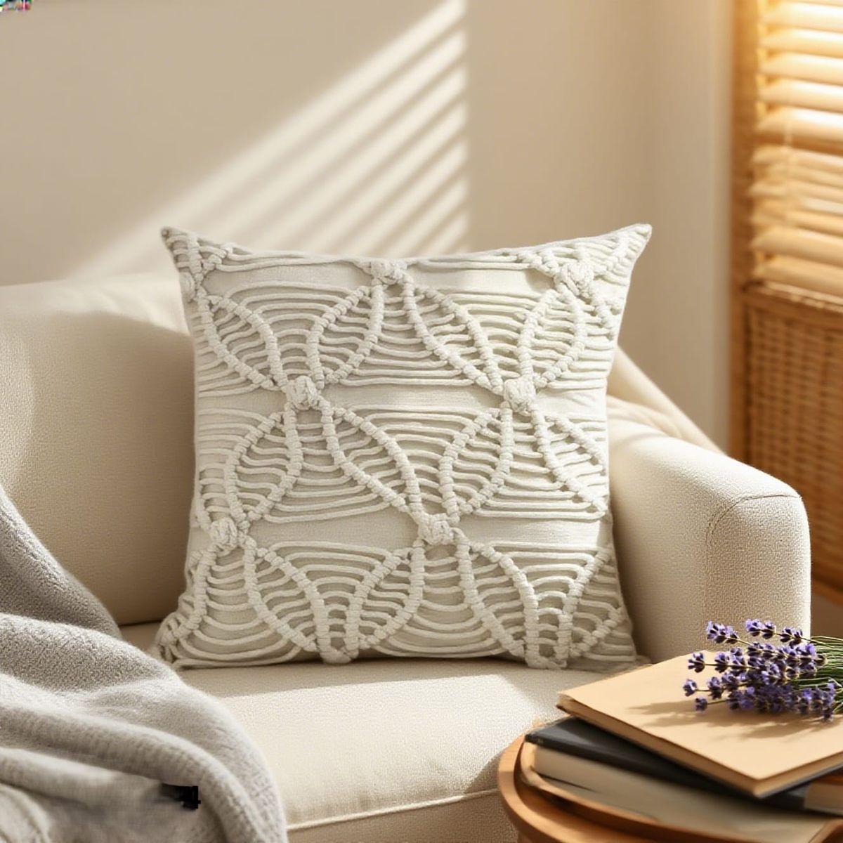 GENERICO - Un Cojín con Funda Bordada a mano estilo Búho Chic