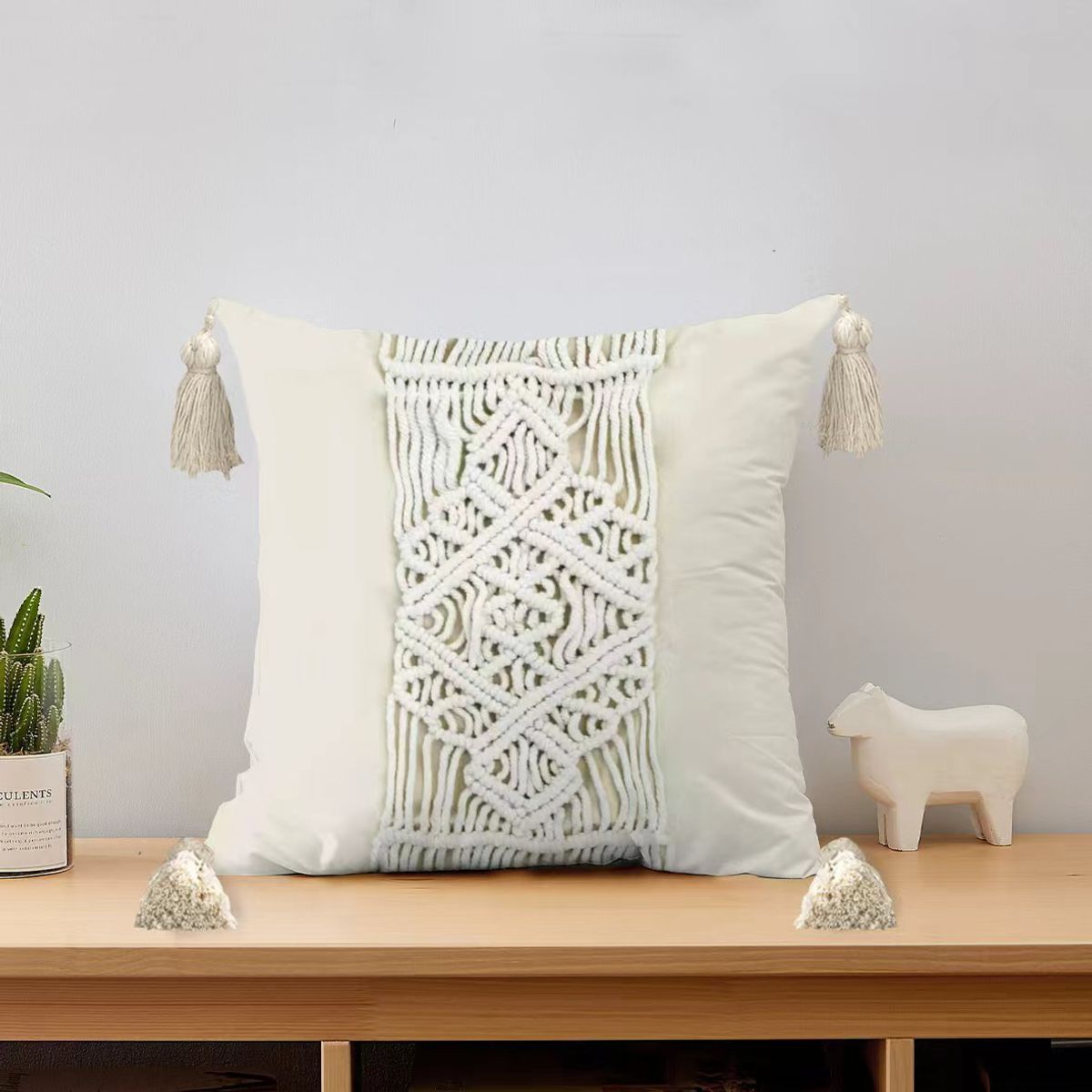 GENERICO - Un Cojín con Funda Bordada a mano estilo Búho Chic