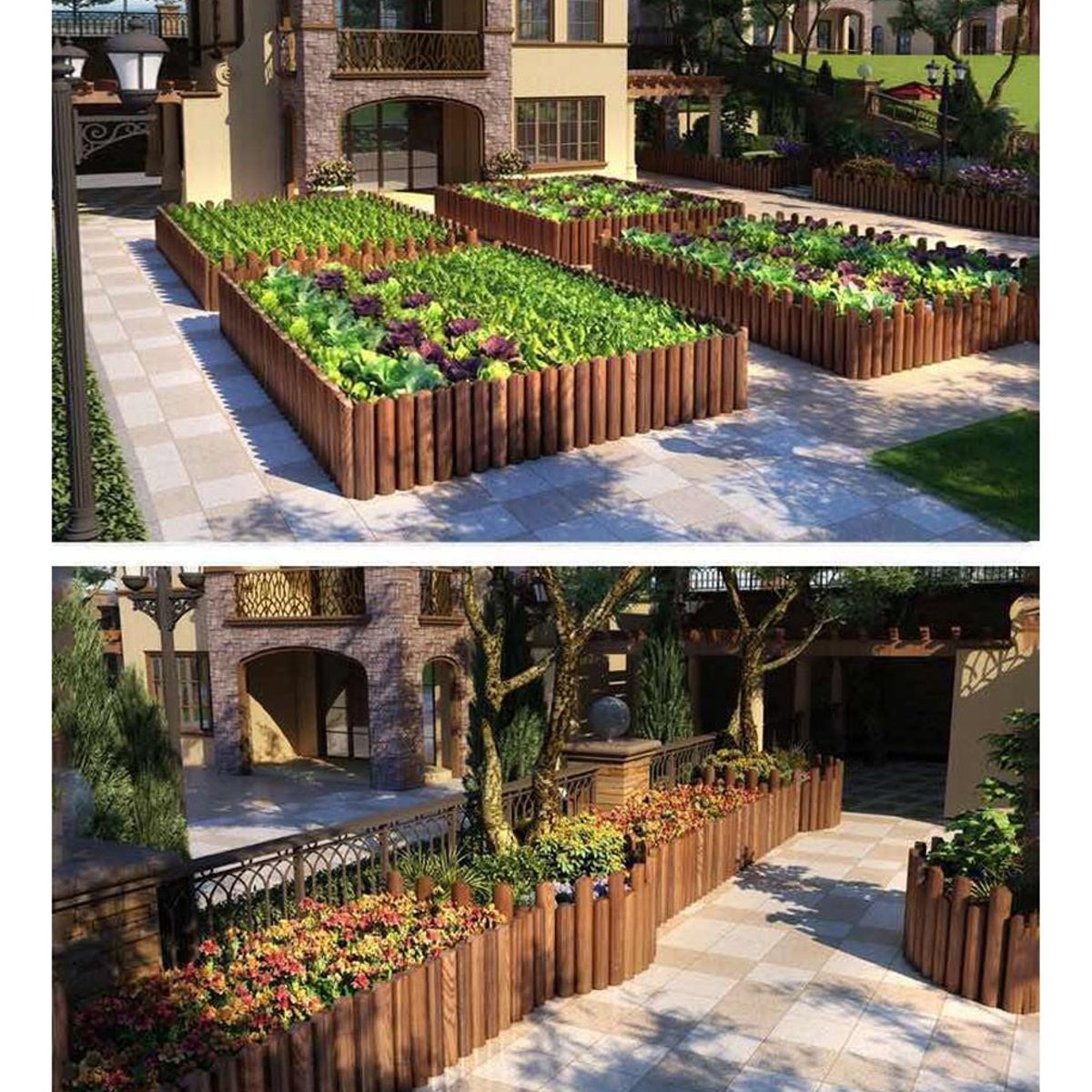 U BUY - Valla De Madera  Para Jardin Bordes Exteriores Marrón