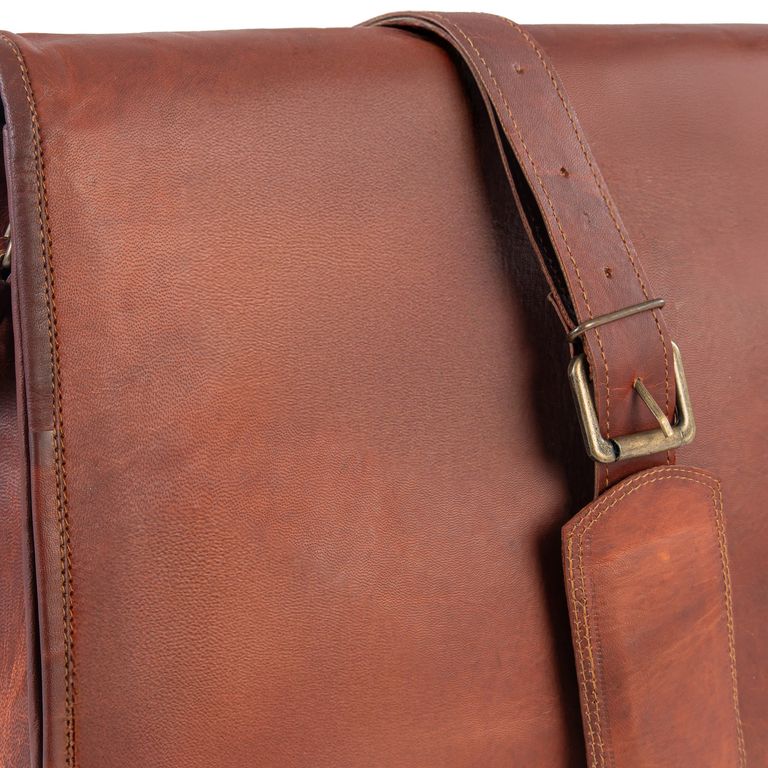Maletin de cuero natural. Cafe. Notebook de 15,6 pulgadas. Cafe TALLA UNICA