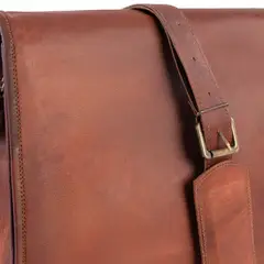 FRANZ MOSSI - Maletín de cuero natural. Café. Notebook de 15,6 pulgadas.