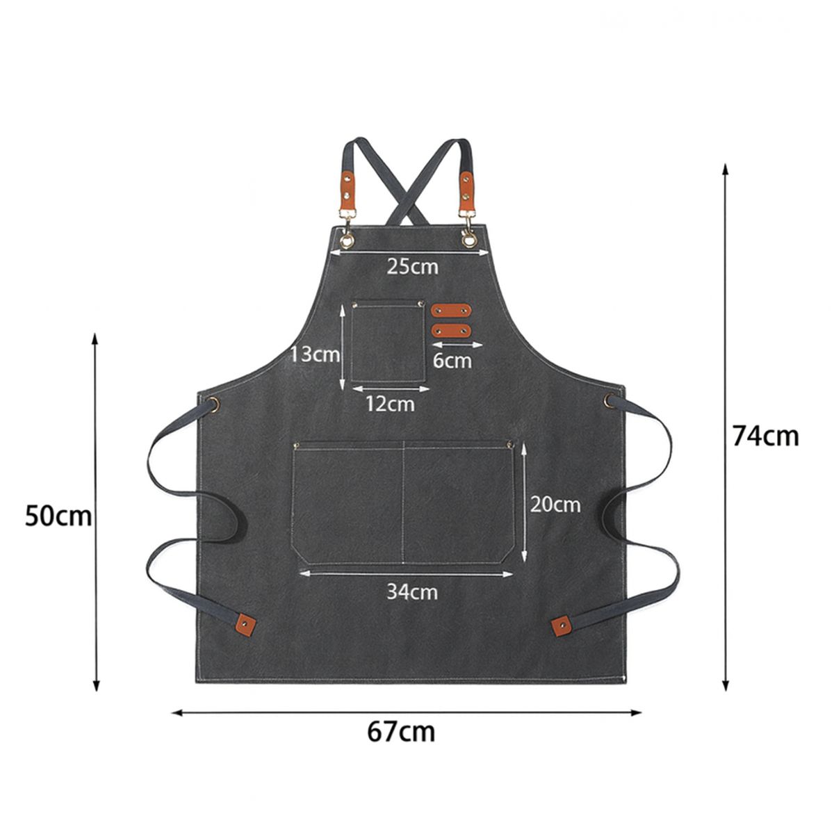 GENERICO - Mandil Delantal Cocina Cafeteria Multiusos color gris