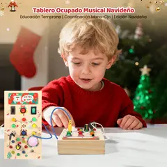 ZSPK - Tablero Busy Board de Navidad con Música LED para Niños Educación Montessori