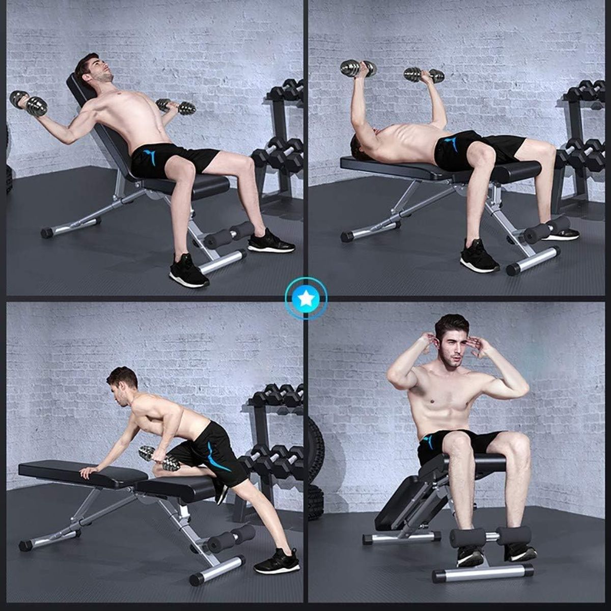 KUANGYE - Banco Multifuncional Ajustable Soporta Hasta 250Kg Para PrensaEntrenamiento Cuerpo Completo
