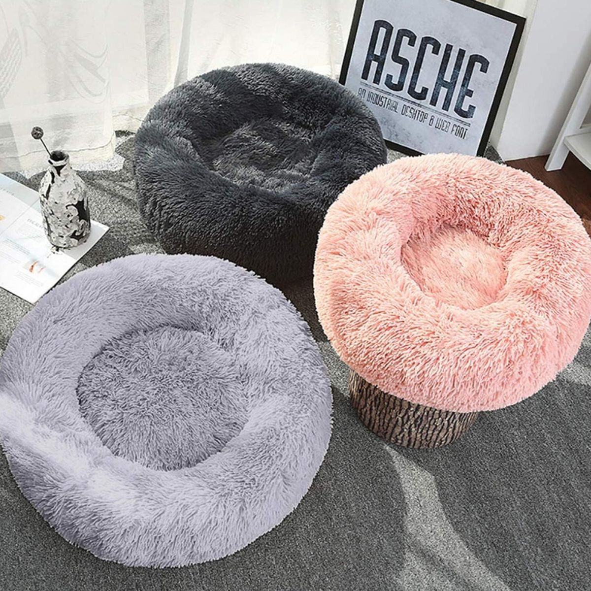 KINDA NICE - Cama De Felpa Para Mascotas De 70 Cm De Diámetro