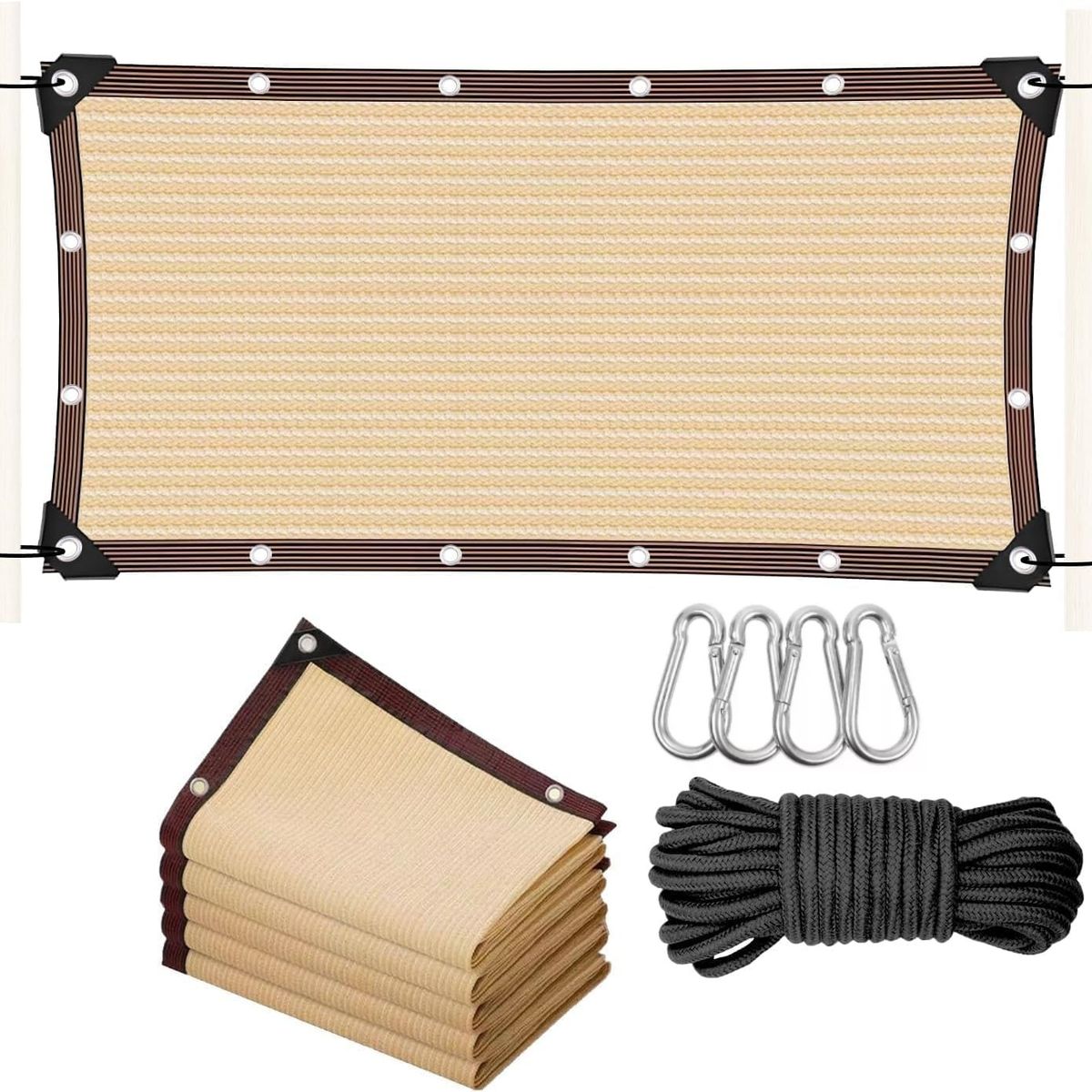 KUANGYE - Lona De Malla De Sombra Red Bloqu 4x6m Tasa De Sombreado 90% Reforzada Anti-uv Beige