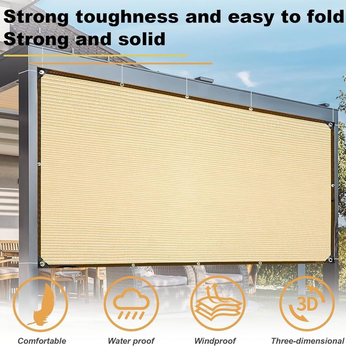 KUANGYE - Lona De Malla De Sombra Red Bloqu 4x6m Tasa De Sombreado 90% Reforzada Anti-uv Beige