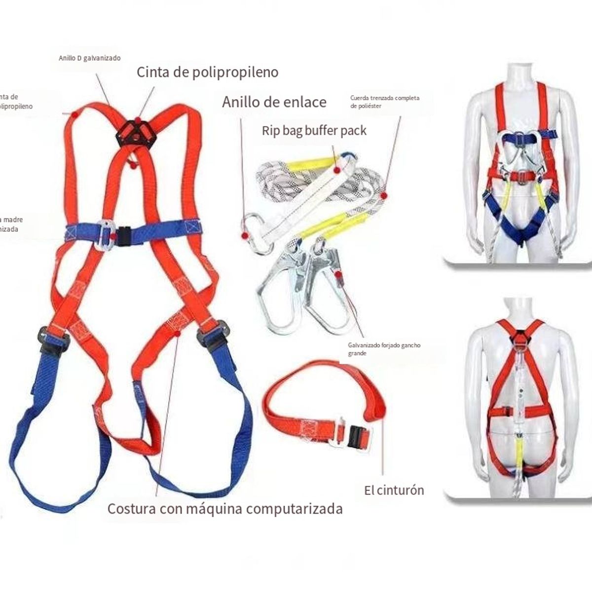 KINDA NICE - Arnes De Seguridad 5 Puntos Con Cuerda 2m-trabajo En Altura