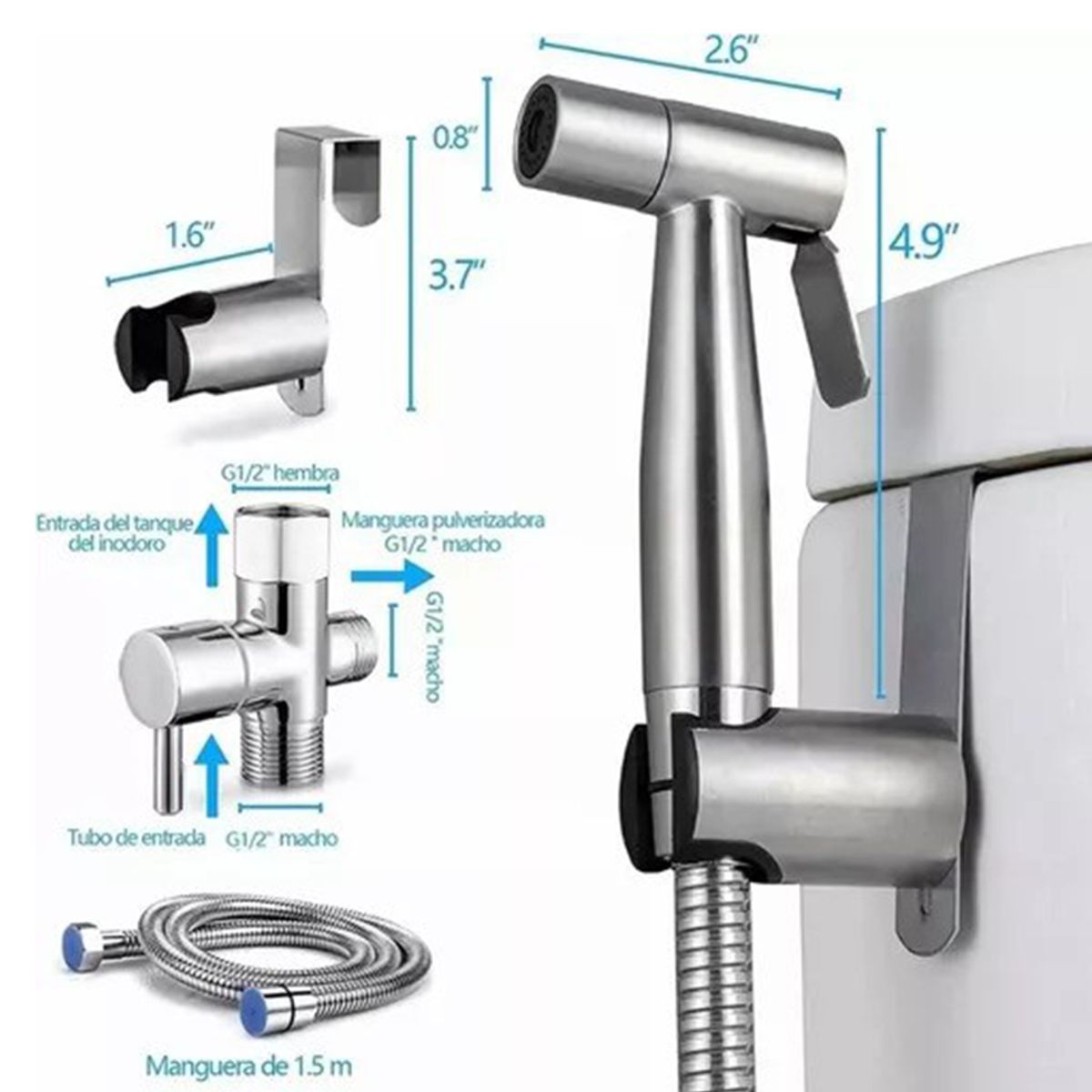 COZYNOOK - Ducha Bidet Arabe Acero Inoxidable Wc Inodoro Alta Calidad