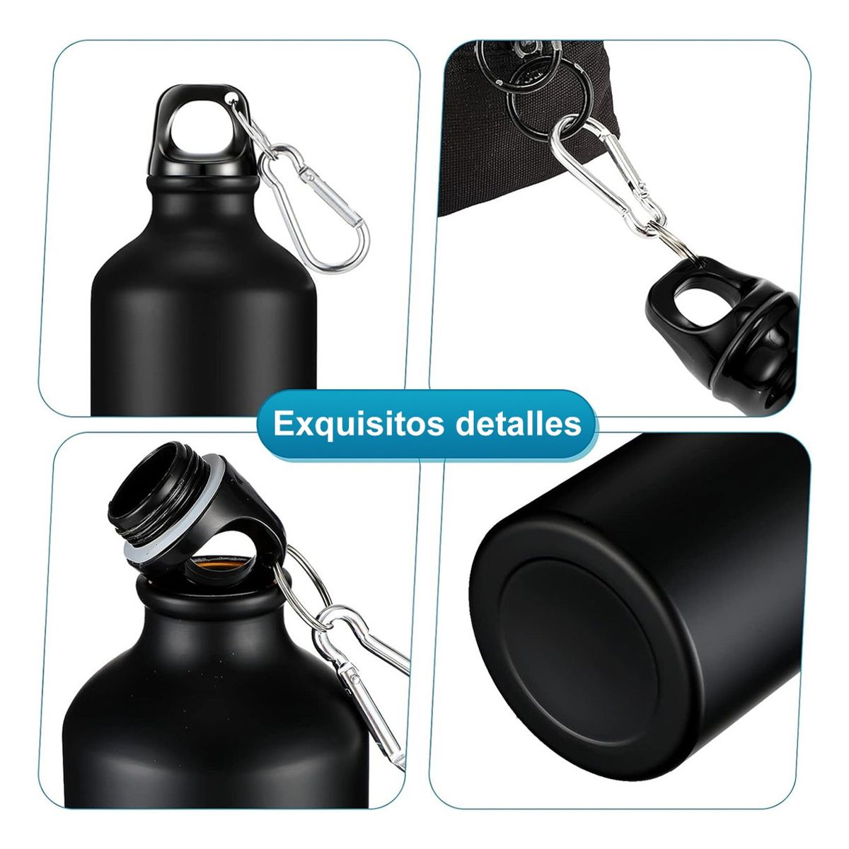 SUPERCENTER - Botella Agua 800cc Aluminio Antifugas Tapa Con Mosquetón Azul