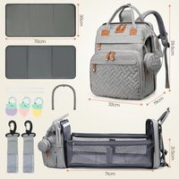 Mochila Maternal Multifuncional Gris con Cama Plegable
