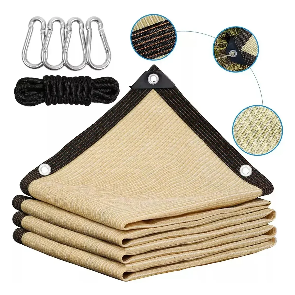 KUANGYE - Malla Sombra Para Jardin 6x4m 95% Reforzada Anti-uv Beige