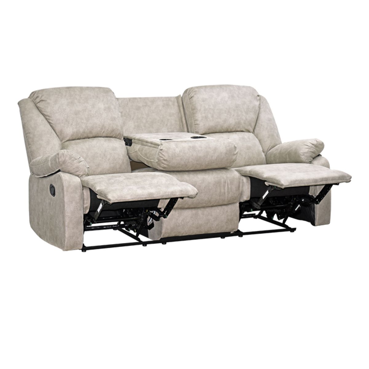 MSA MUEBLES SANTA ANA - Sofá Reclinable c/Consola 3 Cuerpos Frankfurt Light Gray