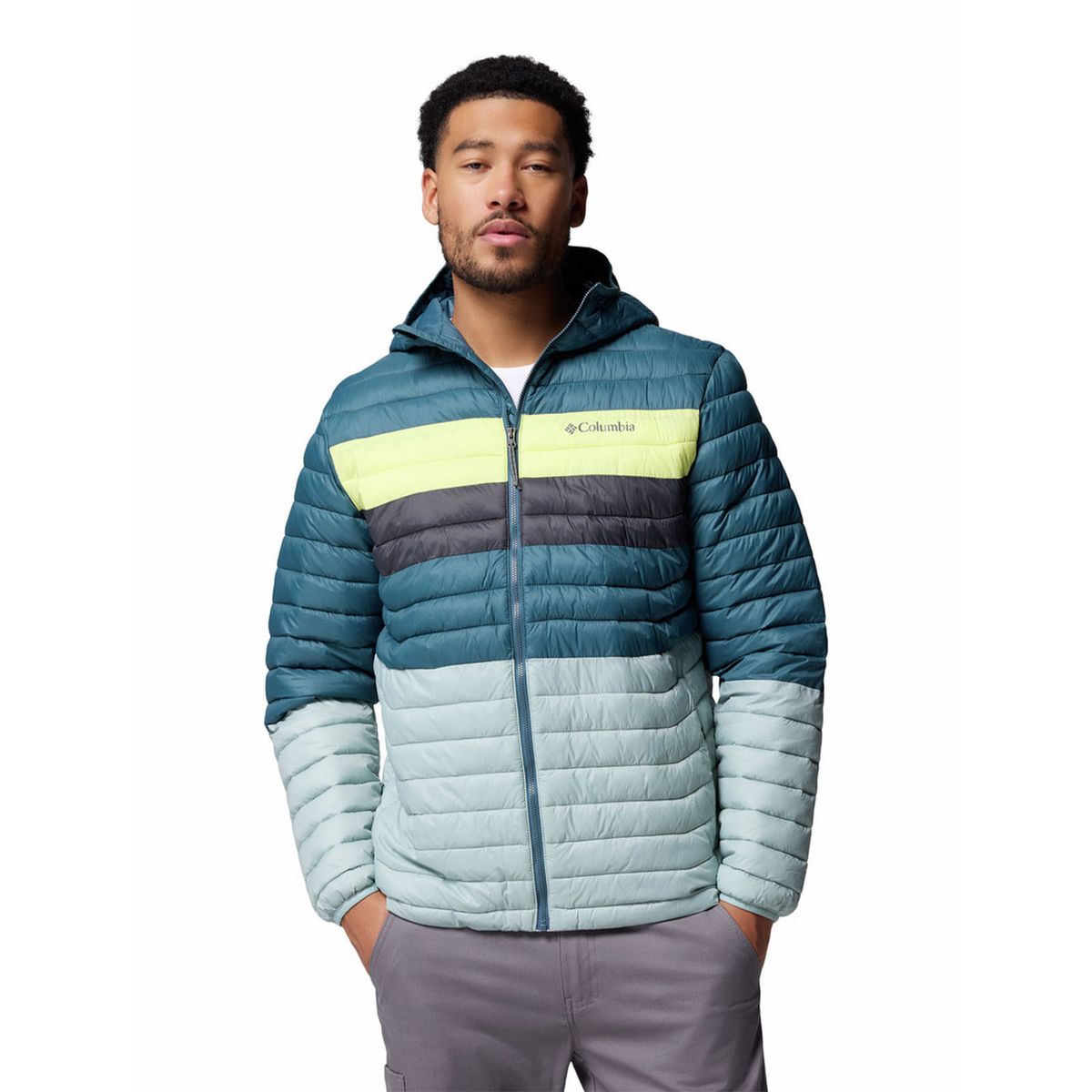 COLUMBIA - Parka Hombre Powder Pass Hooded Celeste COLUMBIA