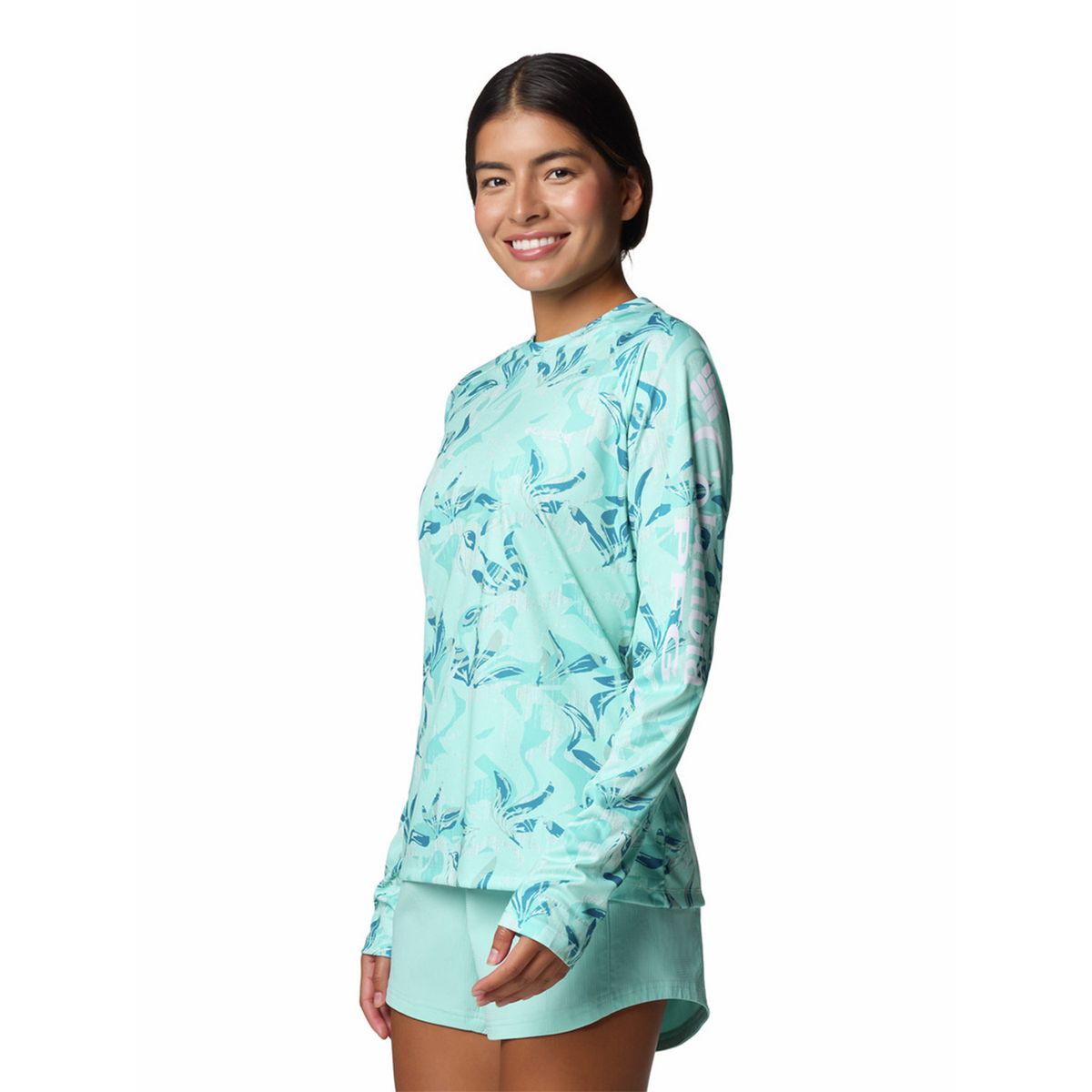 COLUMBIA - Polera Manga Larga Mujer Super Tidal Verde COLUMBIA