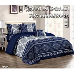 GENERICO - Cobertor tipo Quilts de Verano + Juego de Sabanas 2,5 plazas