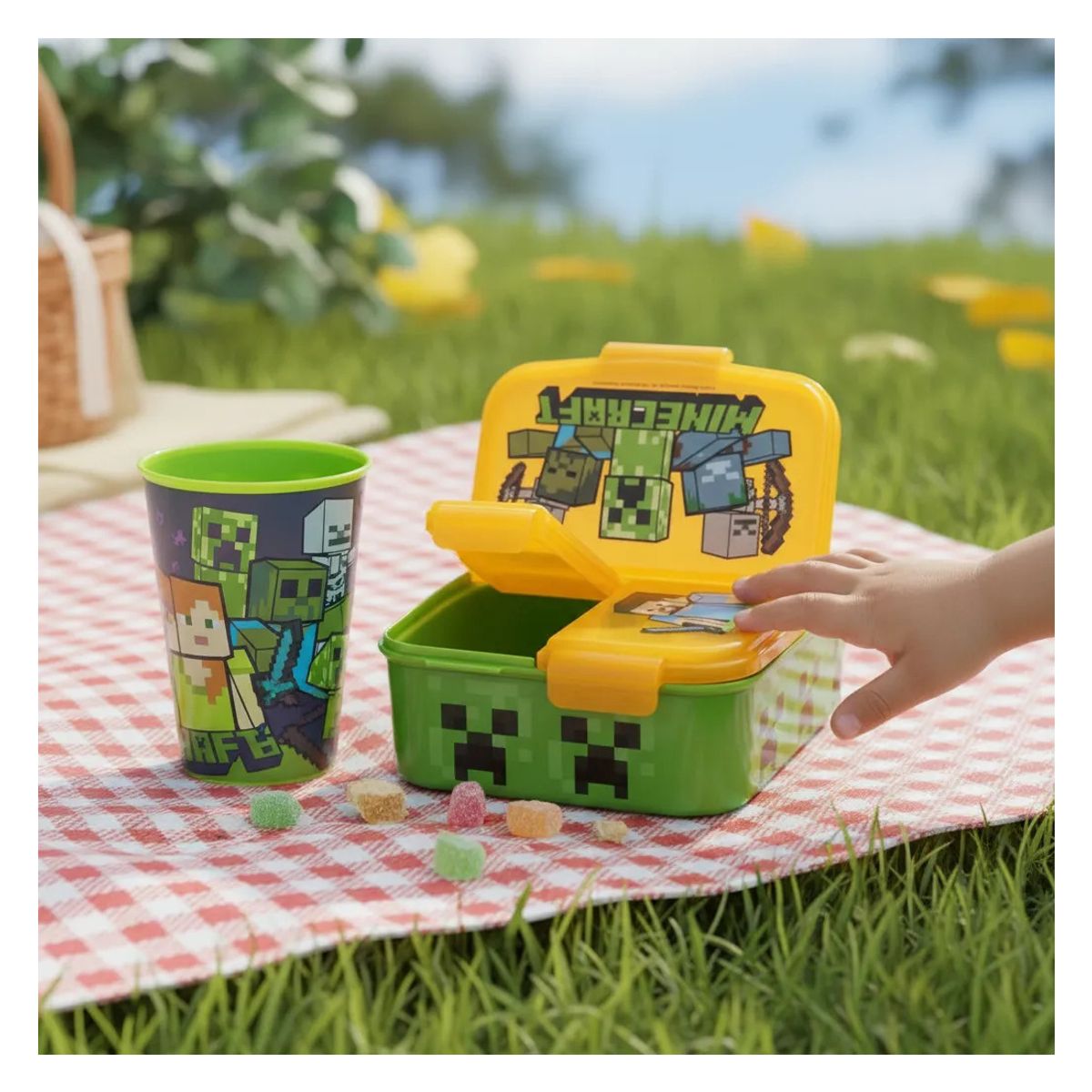 MINECRAFT - Set Vaso + Porta Sandwich Minecraft Libre Bpa