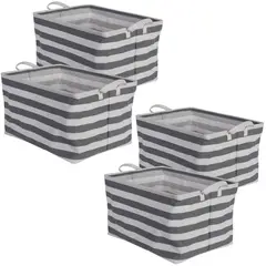 GENERICO - 4 X Cajas Almacenamiento Bolsa Con Asas Para Ropa Juguetes Libros