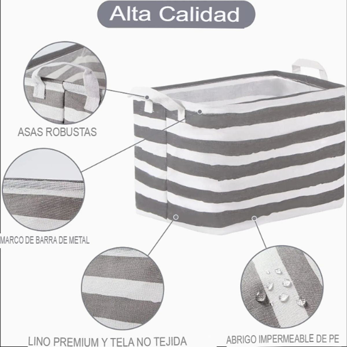 GENERICO - 4 X Cajas Almacenamiento Bolsa Con Asas Para Ropa Juguetes Libros