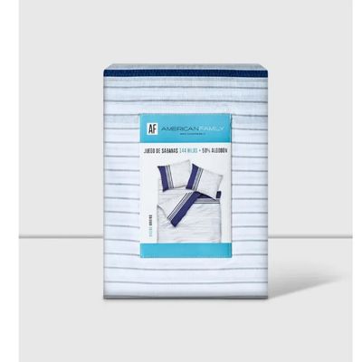 Imagen 2 del producto Juego de Sabanas 1.5 Plaza AF 144 Hilos Marino Piedra