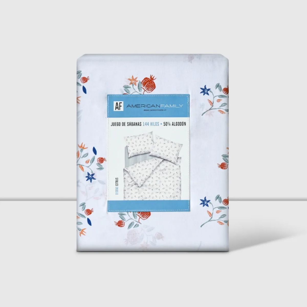 CANNON - Juego de Sabanas 1.5 Plaza AF Cannon 144 Hilos Citrus azul