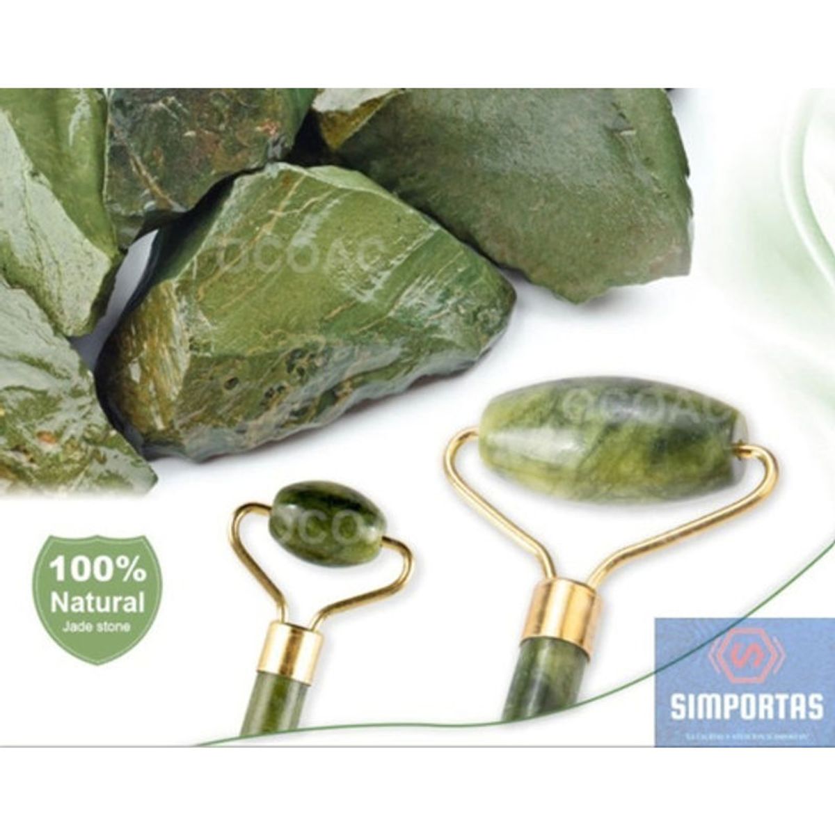 GENERICO - Rodillo Facial de Jade Doble y Piedra Gua Sha
