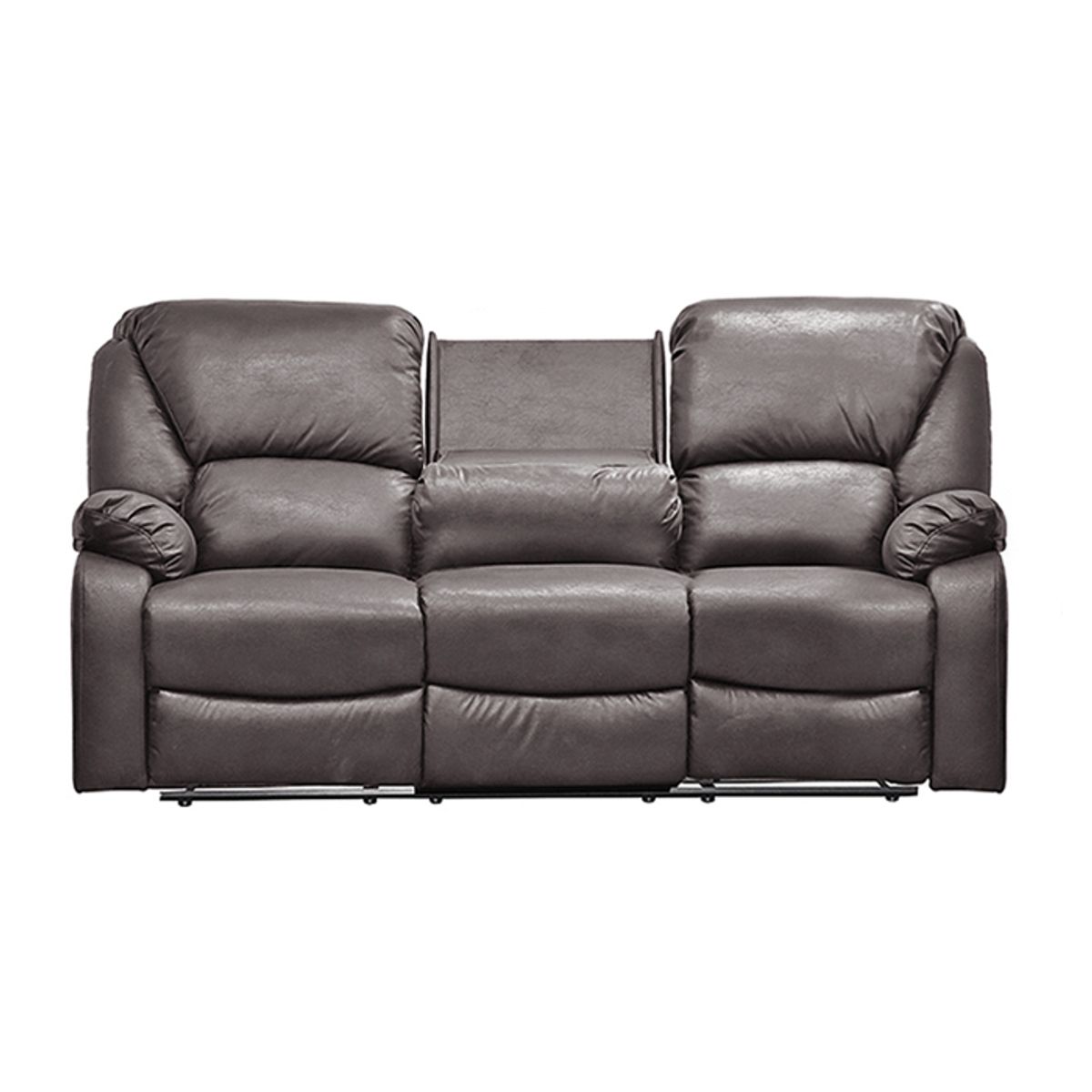 MSA MUEBLES SANTA ANA - Sofá Reclinable c/Consola 3 Cuerpos Frankfurt Brown
