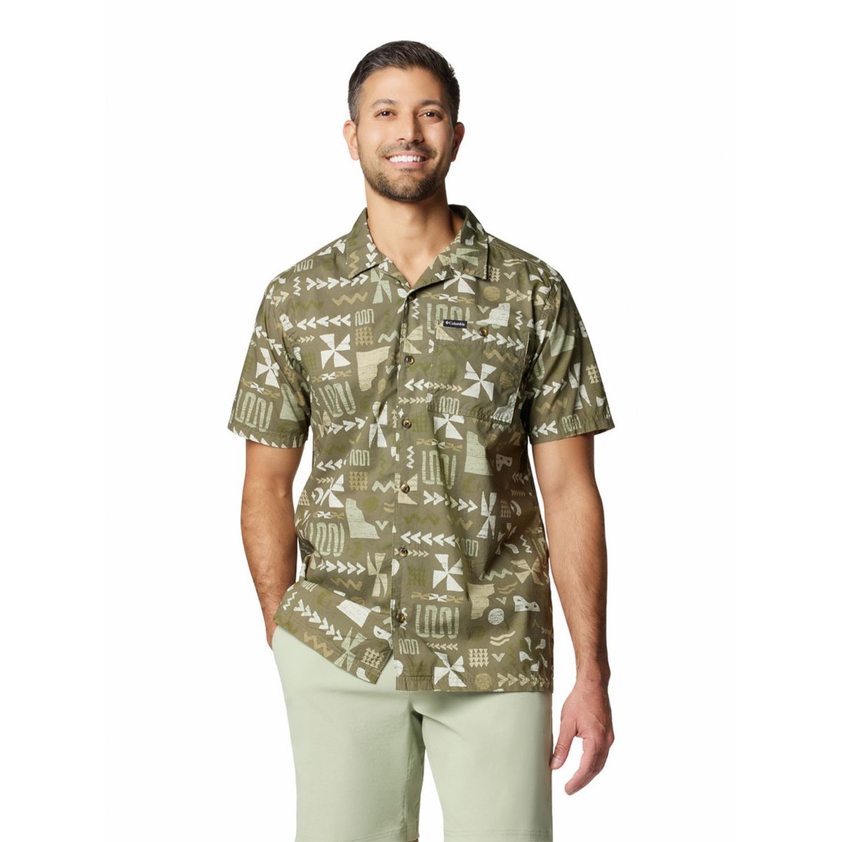 COLUMBIA - Camisa Manga Corta Hombre Pine Canyon Verde COLUMBIA