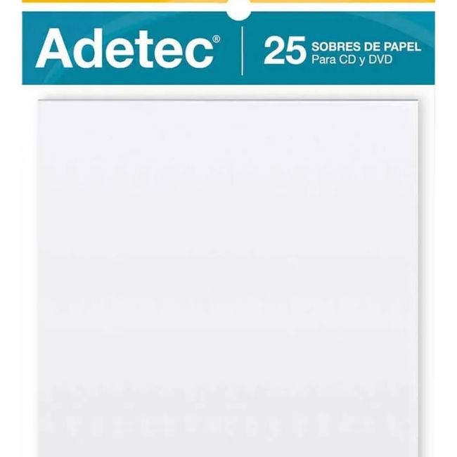 ADETEC - Sobre De Papel Para DVD-CD Pack 25 Sobres De Papel S/ventana