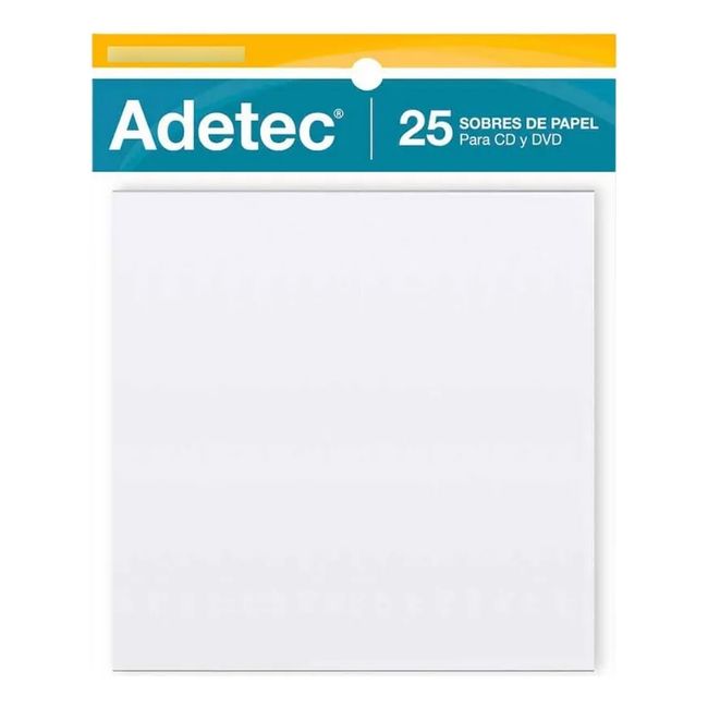 ADETEC - Sobre De Papel Para DVD-CD Pack 25 Sobres De Papel S/ventana
