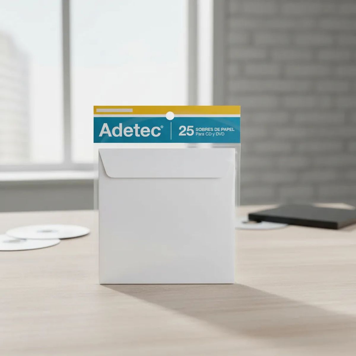 ADETEC - Sobre De Papel Para DVD-CD Pack 25 Sobres De Papel S/ventana
