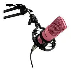 PHILCO - Kit Studio Micrófono Con Soporte Stand Rosa KIT69