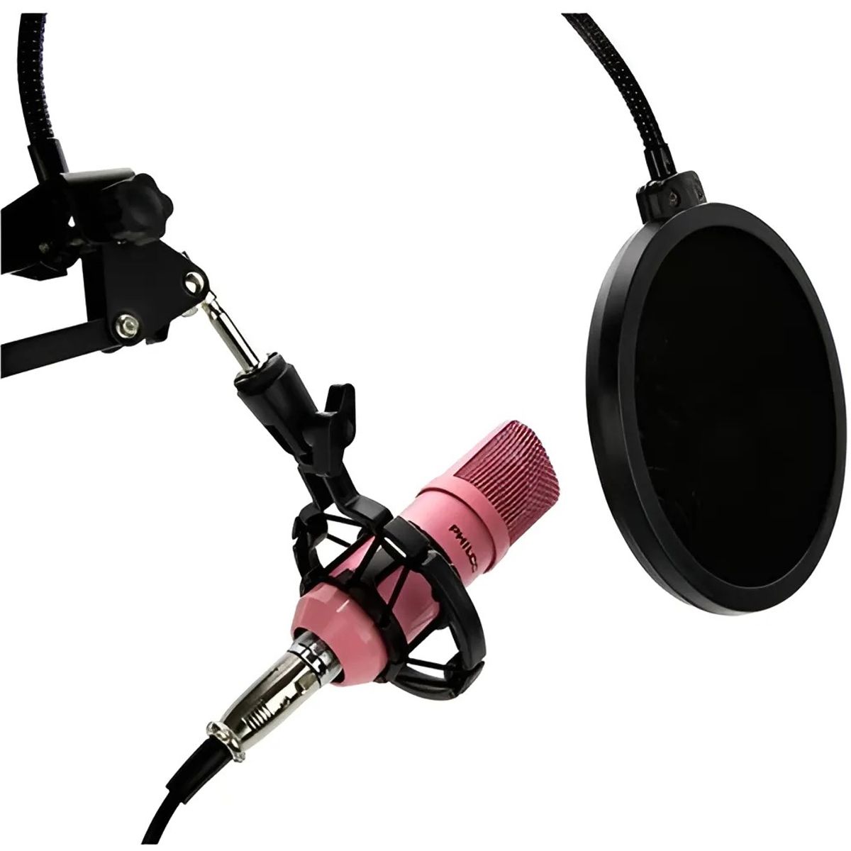 PHILCO - Kit Studio Micrófono Con Soporte Stand Philco Rosa KIT69