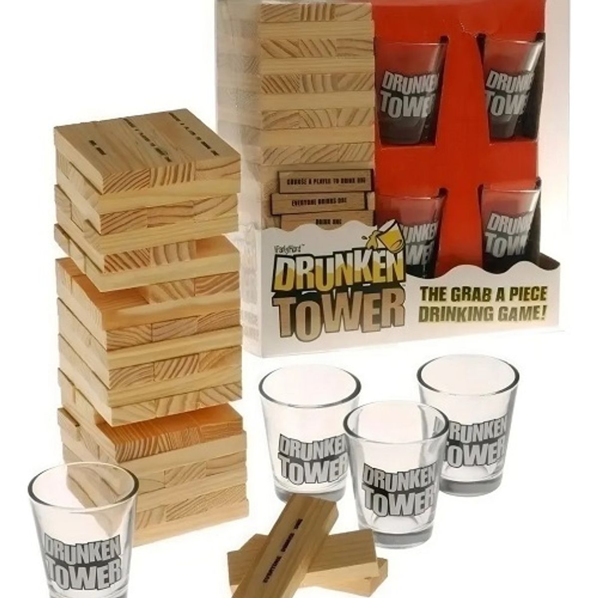 GENERICO - Juego De Mesa Tragos Shots En Ingles Drunken + 4 Vasos