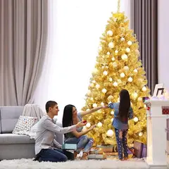 GENERICO - ARBOL DE NAVIDAD 210 CM DORADO CON 600 RAMAS WYM