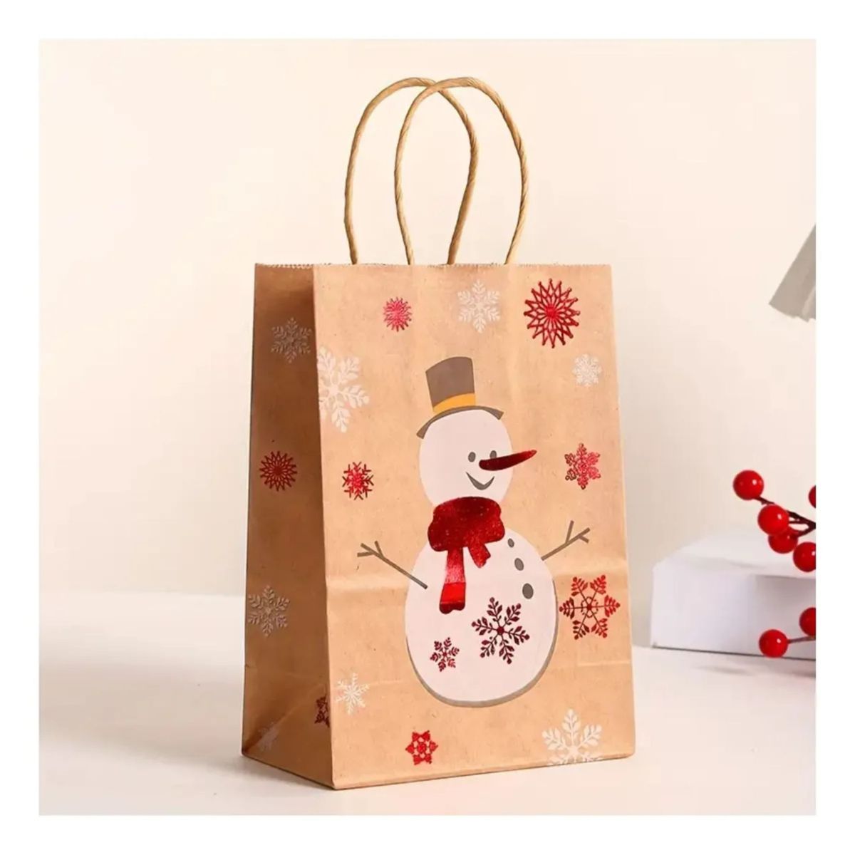 GENERICO - 36 Bolsas Kraft Navidad Grandes, Medianas Y Chicas + Cintas